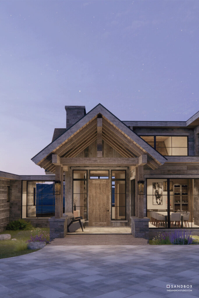 SANDBOX-PRIVATE-SKI-RETREAT-UTAH-MOUNTAIN-TRANSITIONAL-CUSTOM-HOME-ENTRY-vertical image